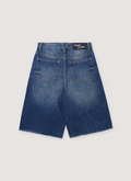 Vague Studios Studio Jorts Stones' Wash blue indigo distressed denim shorts, back view Vague Studios Studio Jorts Stones' Wash - Image 2 | Authenticated at Pieces Los Angeles