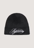 Supreme Kangol Furgora Script Beanie black, cursive white embroidery text, front view Supreme Kangol Furgora Script Beanie - Image 1 | Authenticated at Pieces Los Angeles