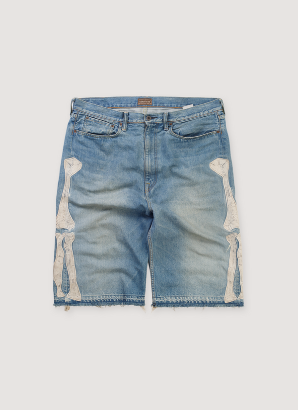 Kapital 5P Bones Denim Shorts Indigo (Pre-Owned) 5P Bones Denim Shorts Indigo (Pre-Owned) - Authenticated Shorts | Pieces Los Angeles