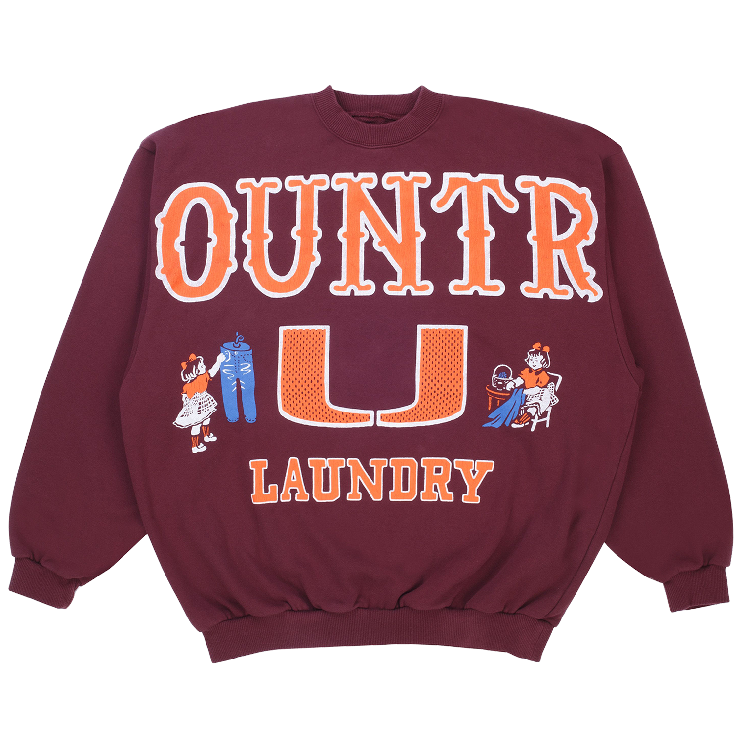 Kapital Big Kountry Crewneck Sweater Maroon