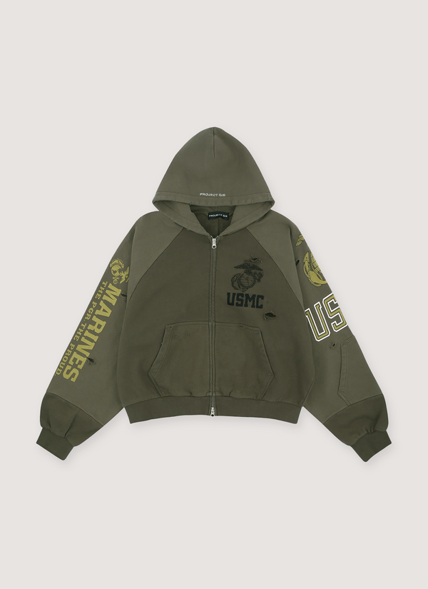 Project G/R Reconstructed Folded Zip Up Sweatshirt Khaki Reconstructed Folded Zip Up Sweatshirt Khaki - Authenticated Sweatshirts | Pieces Los Angeles