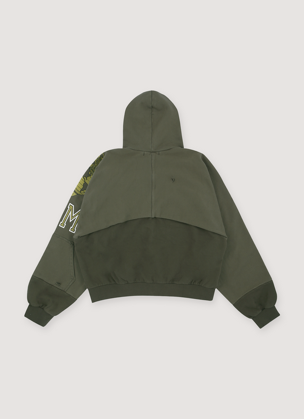 Project G/R Reconstructed Folded Zip Up Sweatshirt Khaki alternate view - Shop at Pieces Los Angeles