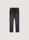 Ksubi Van Winkle 3rd Degree 99 Jeans Black Denim Pants with button fly, ksubi T box, 4x4 cross embroidery, signature woven pocket tag, branded hardware, front view Ksubi Van Winkle 3rd Degree 99 Jeans Black - Image 1 | Authenticated at Pieces Los Angeles