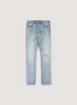 Ksubi Van WInkle Manhattan 1999 Denim Jeans Light Indigo with logo on the knee and tears, front view