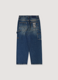 Ksubi Maxx Operator Rodeo Pants Indigo Blue Denim Jeans with button fly, Ksubi T box, 4x4 cross embroidery, double knee panel, back view Ksubi Maxx Operator Rodeo Pants Indigo - Image 2 | Authenticated at Pieces Los Angeles