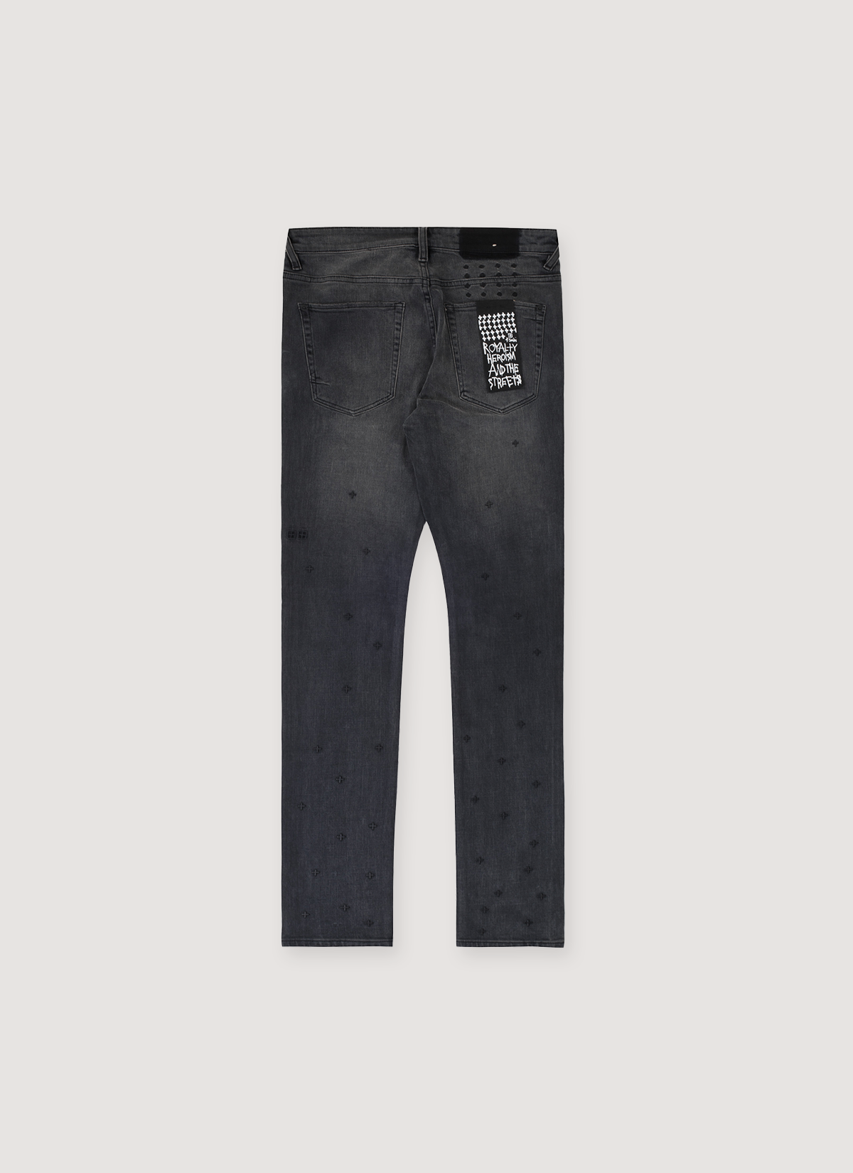 Ksubi Van Winkle 3rd Degree 99 Jeans Black Denim Pants with button fly, ksubi T box, 4x4 cross embroidery, signature woven pocket tag, branded hardware, back view