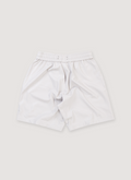 Amiri Leather Shorts White (Pre-Owned) with elasticated waist, leather drawcord, side seam pockets, metal MA logo, back view Amiri Leather Shorts White (Pre-Owned) - Image 2 | Authenticated at Pieces Los Angeles
