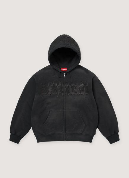 Supreme Leather Appliqué Zip Up Sweatshirt – PIECES