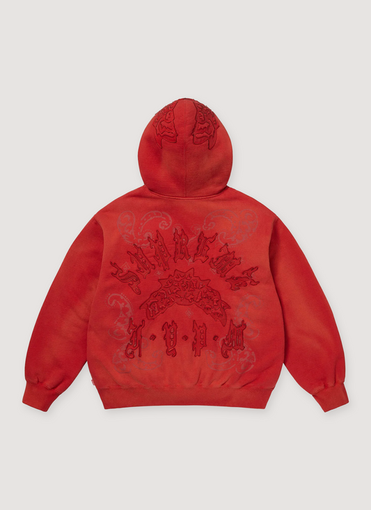 Supreme Leather Appliqué Zip Up Sweatshirt