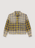 Vale Forever Lemon Head Flannel Yellow plaid faded longsleeve with jewel rhinestone spiderwebs front view
