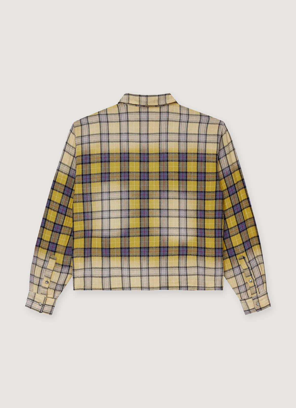 Vale Forever Lemon Head Flannel Yellow plaid faded longsleeve back view