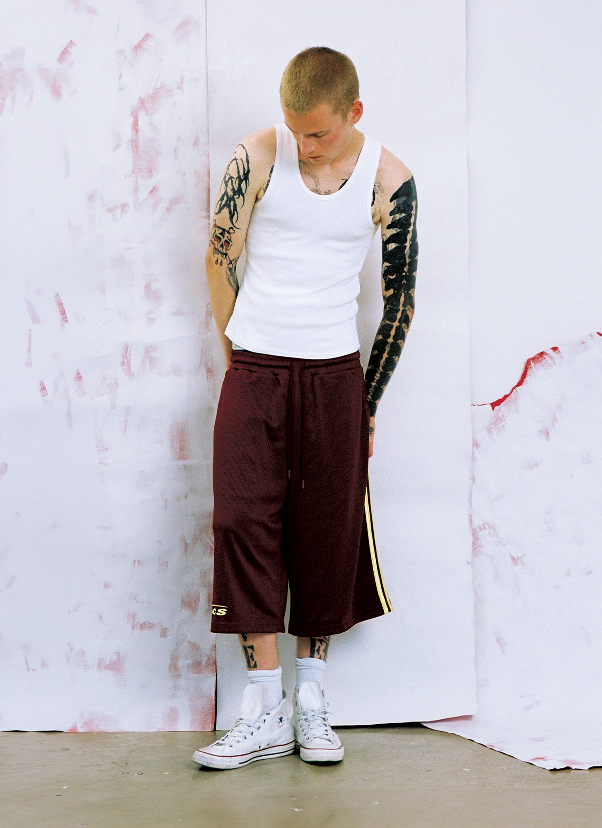 Pieces Hoop Shorts Burgundy