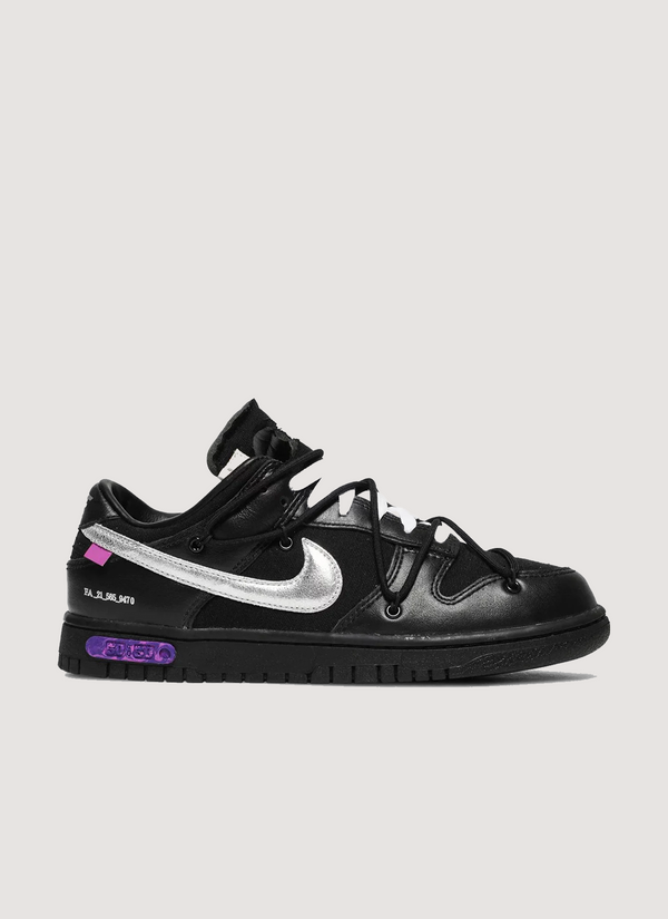 Nike Off-White Lot 50 Dunk Low Black Silver Off-White Lot 50 Dunk Low Black Silver - Authenticated Sneakers | Pieces Los Angeles