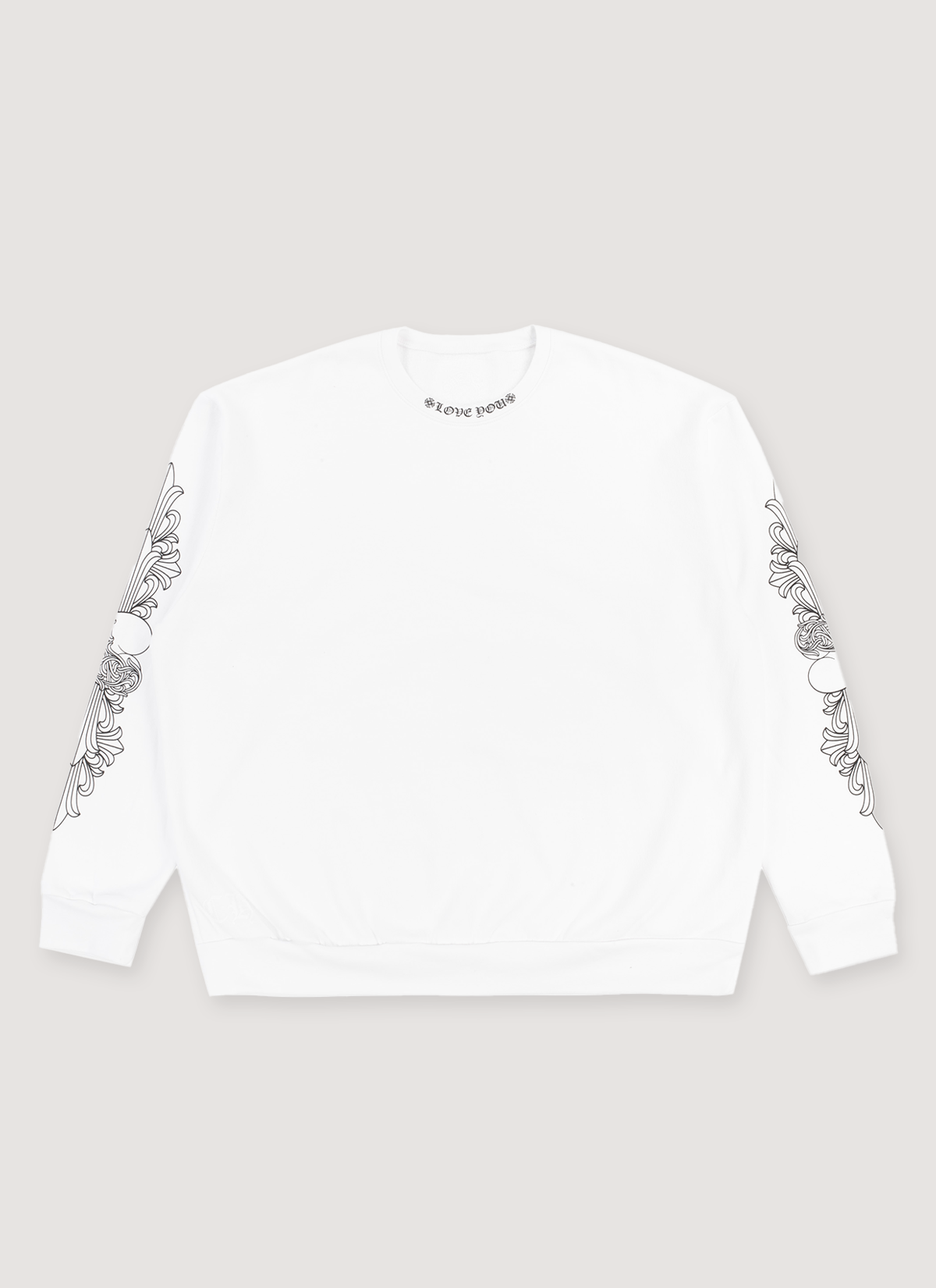 Chrome Hearts Love Neck Logo Crewneck Sweater White Chrome Hearts Love Neck Logo Crewneck Sweater White - Image 1 | Authenticated at Pieces Los Angeles