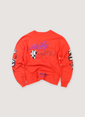 Chrome Hearts Love Sick Longsleeve Red (Pre-Owned) orange with black blue and white graphic text on the sleeves and shirt, back view Chrome Hearts Love Sick Longsleeve Red (Pre-Owned) - Image 2 | Authenticated at Pieces Los Angeles