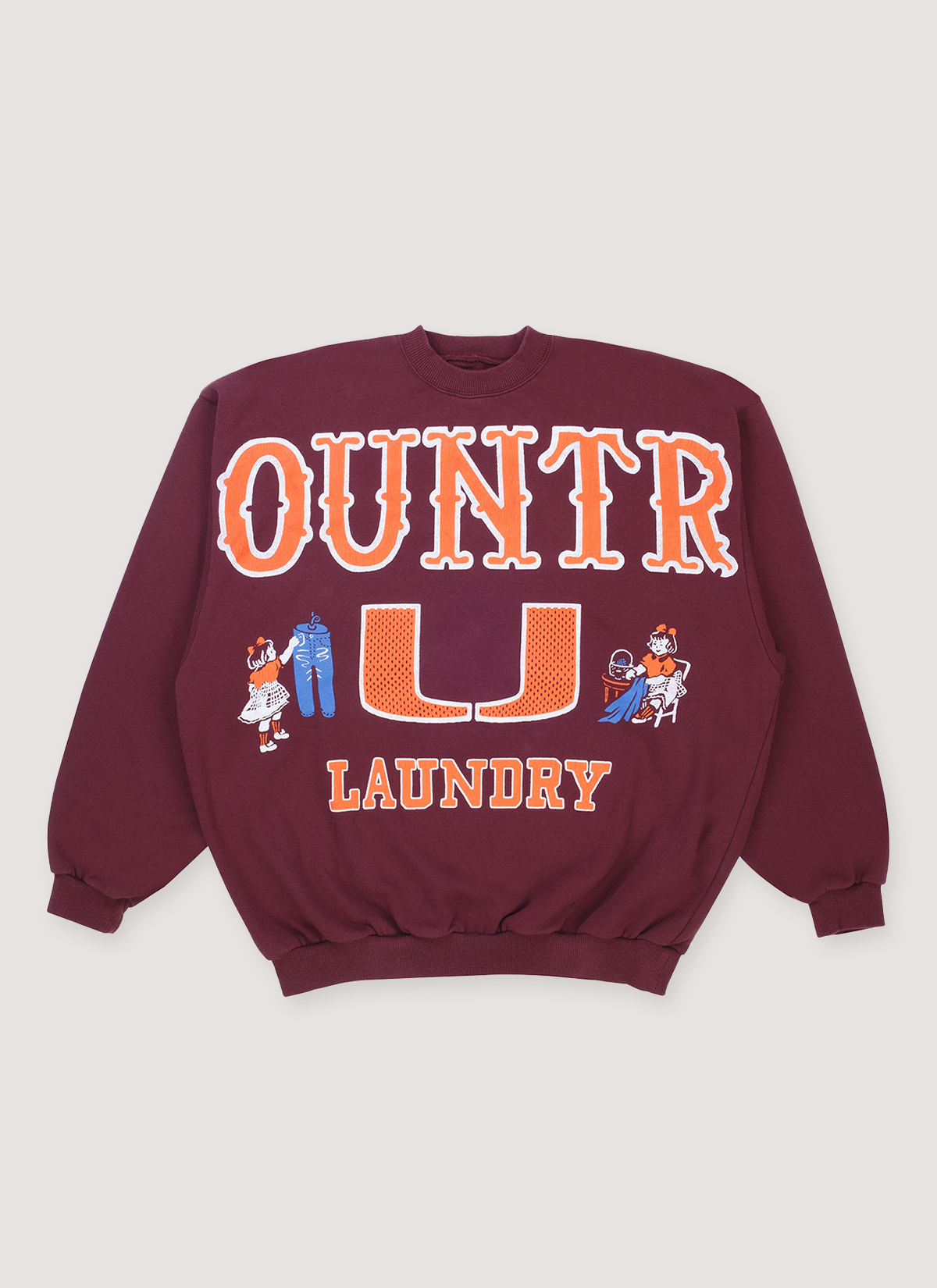 Kapital Big Kountry Crewneck Sweater Maroon