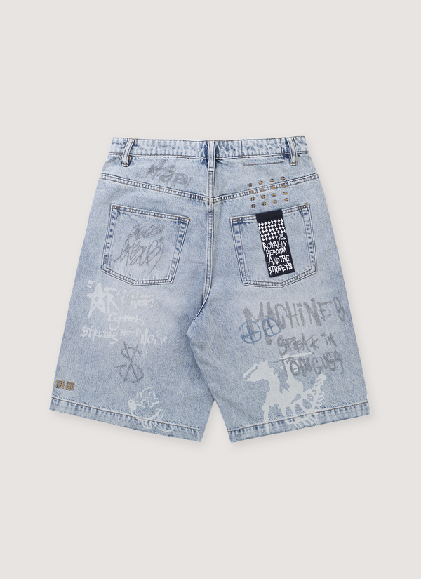 Ksubi Maxx Rogue Short Blue Graffiti alternate view - Shop at Pieces Los Angeles