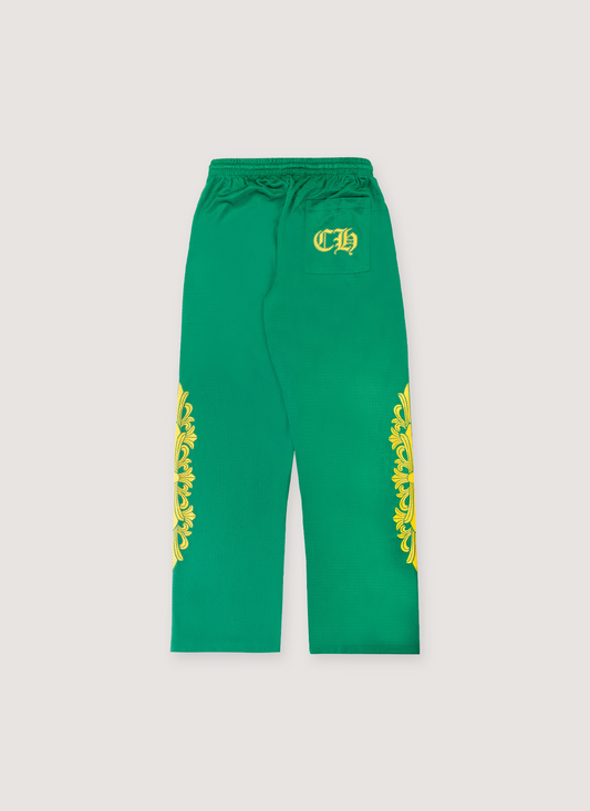 Chrome Hearts Floral Mesh Jersey Pants Green Gold