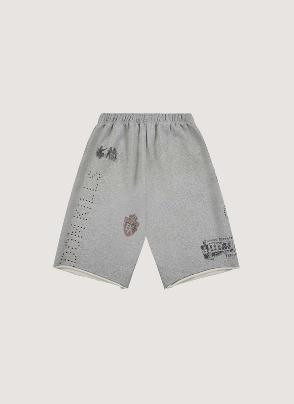 Boredom Kills Message Sweatshorts Grey alternate view - Shop at Pieces Los Angeles