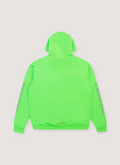 Chrome Hearts Glitter Vertical Logo Miami Ultra Week Sweatshirt Neon Green with screen printed logos, sleeve prints, back view Chrome Hearts Glitter Vertical Logo Miami Ultra Week Sweatshirt Neon Green - Image 2 | Authenticated at Pieces Los Angeles