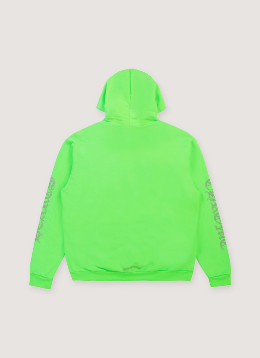Chrome Hearts Glitter Vertical Logo Miami Ultra Week Sweatshirt Neon Green