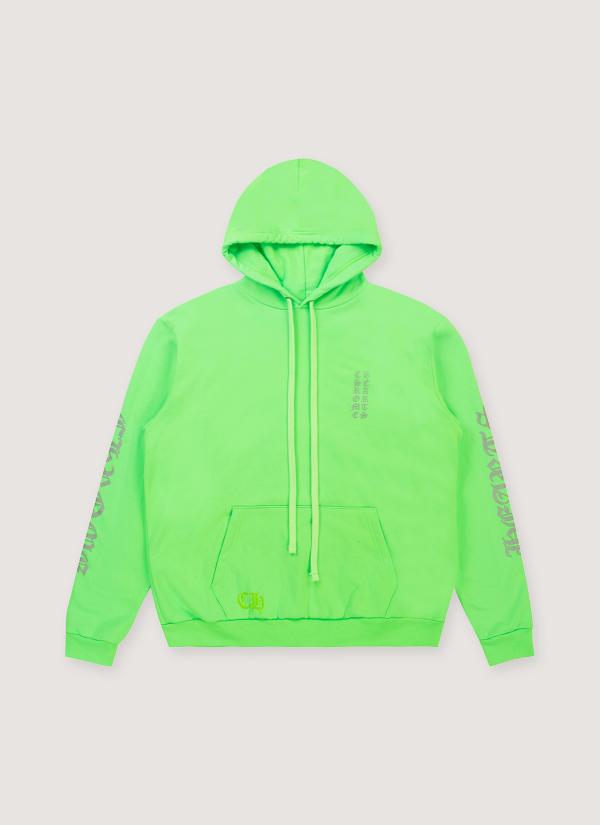 Chrome Hearts Glitter Vertical Logo Miami Ultra Week Sweatshirt Neon Green