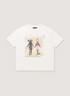 Boredom Kills Mickee Tee Vintage White front view with faded graphic of two characters holding hands