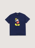 Revenge XXXtentacion Exclusive Don't Kill Your Friends Tee shirt navy blue with graphic of Micky Mouse holding a knife, front view Revenge XXXtentacion Exclusive Don't Kill Your Friends Tee Navy - Image 1 | Authenticated at Pieces Los Angeles
