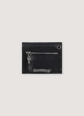 Chrome Hearts Mini Wave Wallet Black 100$ pebbled leather, .925 silver details, .925 silver dagger zipper pull, 6 card slots, bill pocket, front view Chrome Hearts Mini Wave Wallet Black - Image 1 | Authenticated at Pieces Los Angeles