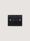 Chrome Hearts Mini Wave Wallet Black 100$ pebbled leather, .925 silver details, .925 silver dagger zipper pull, 6 card slots, bill pocket, back view Chrome Hearts Mini Wave Wallet Black - Image 2 | Authenticated at Pieces Los Angeles