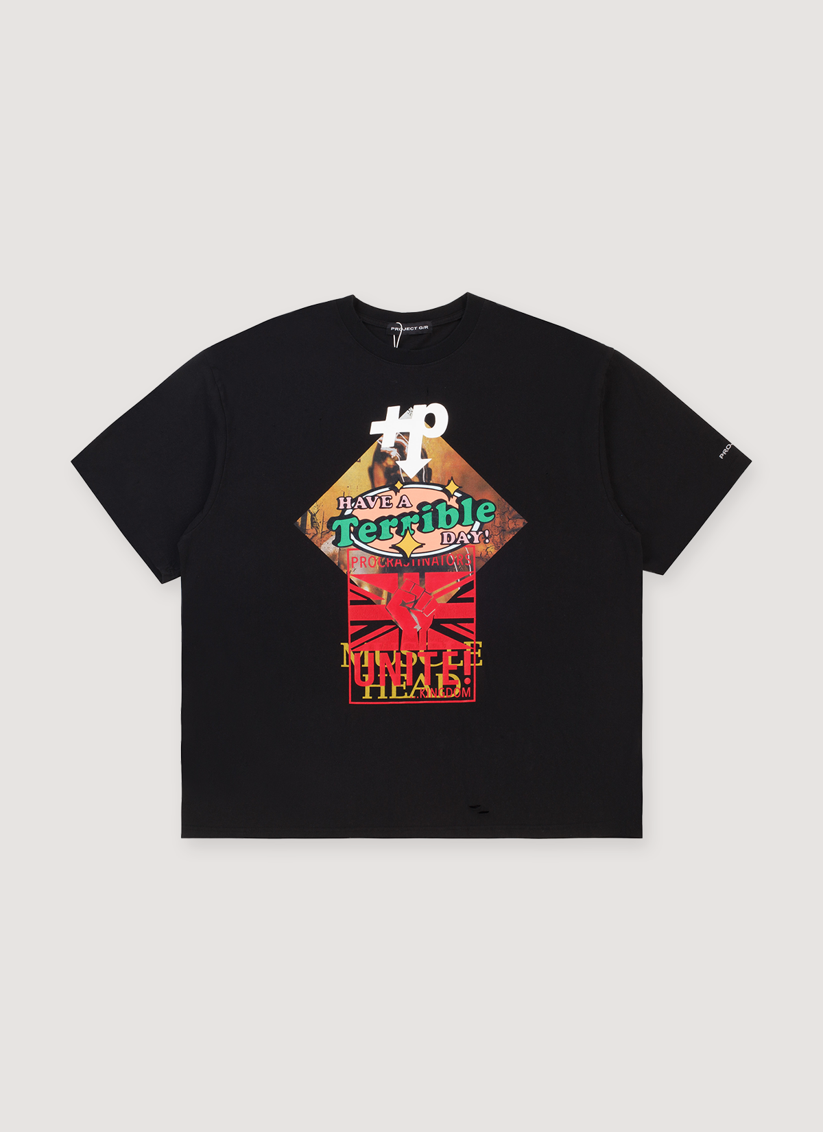 Project G/R Mixed Printed Vintage Tee Black