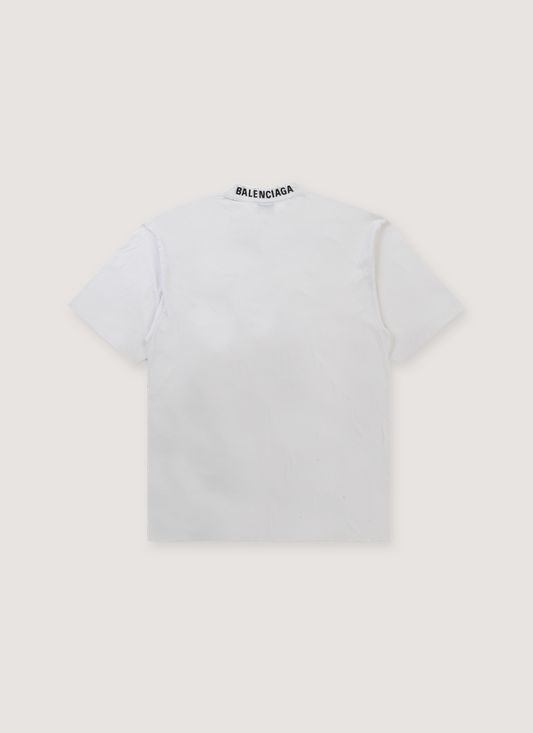 Balenciaga Neck Logo Oversized Tee White