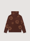 Denim Tears Mono Cotton Wreath Sweatshirt Brown Hoodie with monochrome wreath flower graphics all over, back view Denim Tears Mono Cotton Wreath Sweatshirt Brown - Image 2 | Authenticated at Pieces Los Angeles