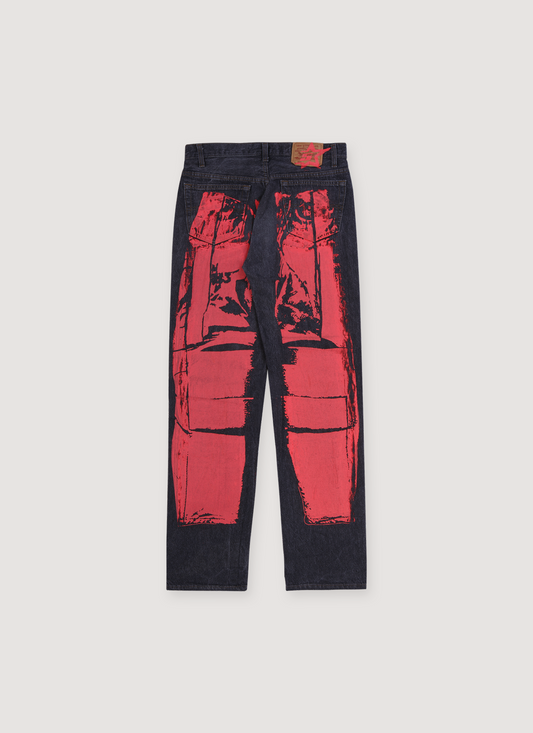 Sp5der Worldwide Moto Jeans Black Red