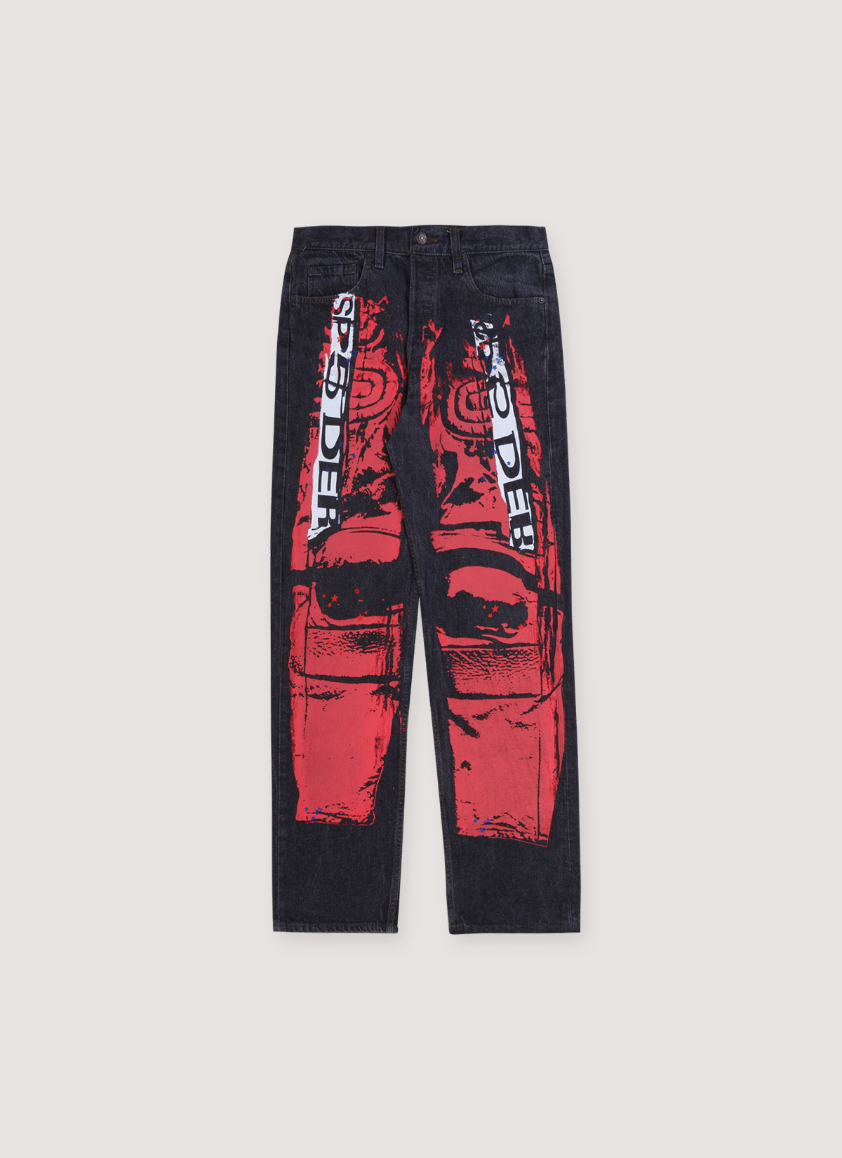 Sp5der Worldwide Moto Jeans Black Red