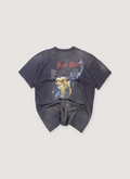 Saint Michael Saint Seiya Mu Tee Shirt Vintage Black (Pre-Owned) with vintag ewash, printed logo of a ram, distressed details, back view Saint Michael Saint Seiya Mu Tee Vintage Black (Pre-Owned) - Image 2 | Authenticated at Pieces Los Angeles