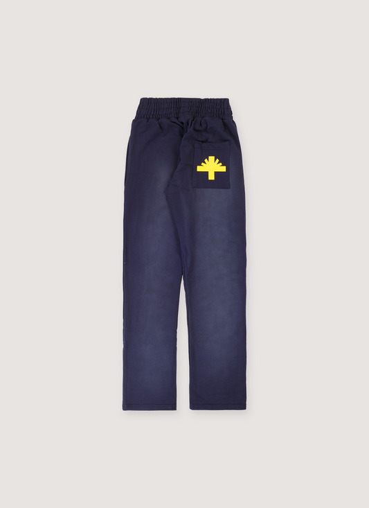 Vertabrae Logo Sweatpants Navy Yellow