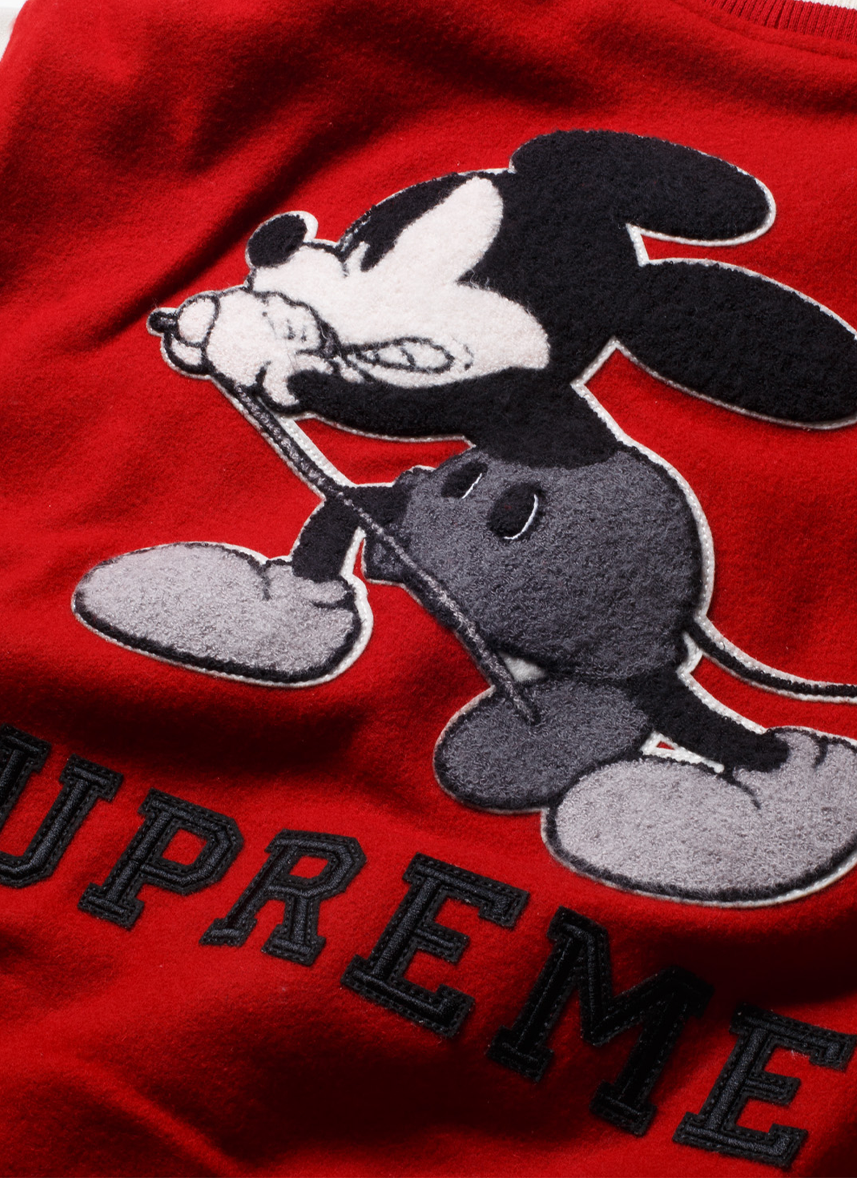 Supreme Number (N)ine Mickey Mouse Varsity Jacket Red – PIECES Supreme Number (N)ine Mickey Mouse Varsity Jacket Red – PIECES