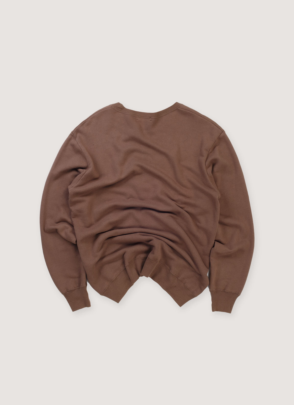 Undercover Notice Sweater Brown Crewneck (Pre-Owned), french terry cotton, ribbed collar, cuffs and hem, back view