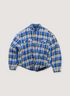 Project G/R Padded Check Jacket Blue (Pre-Owned) flanner outer with padded quilted inner, zip closure, front view