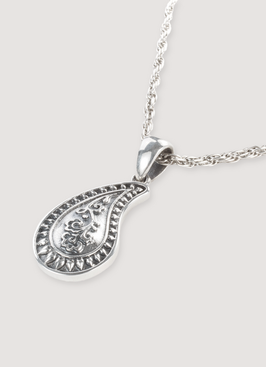 For Those Who Sin Paisley Charm Necklace Silver