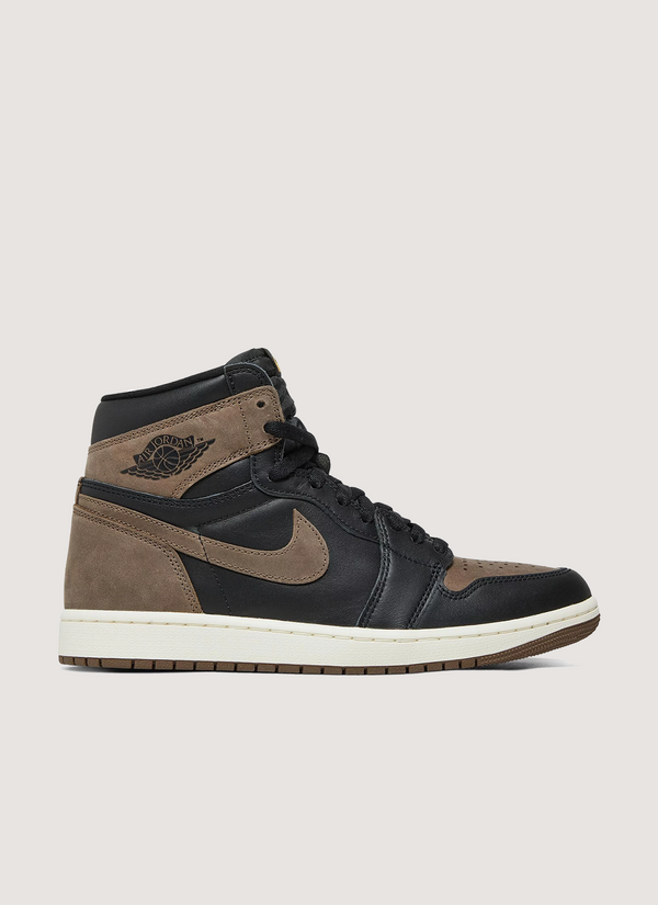 Jordan Retro 1 High OG Palomino (2023) black and brown, side profile view Retro 1 High OG Palomino (2023) - Authenticated Sneakers | Pieces Los Angeles