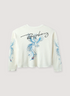 GV Gallery Pelican Thermal V2 Cream waffle thermal with ribbed neck, distressed hem and cuffs, printed logos, vintage wash and fade, boxy cropped fit, front view