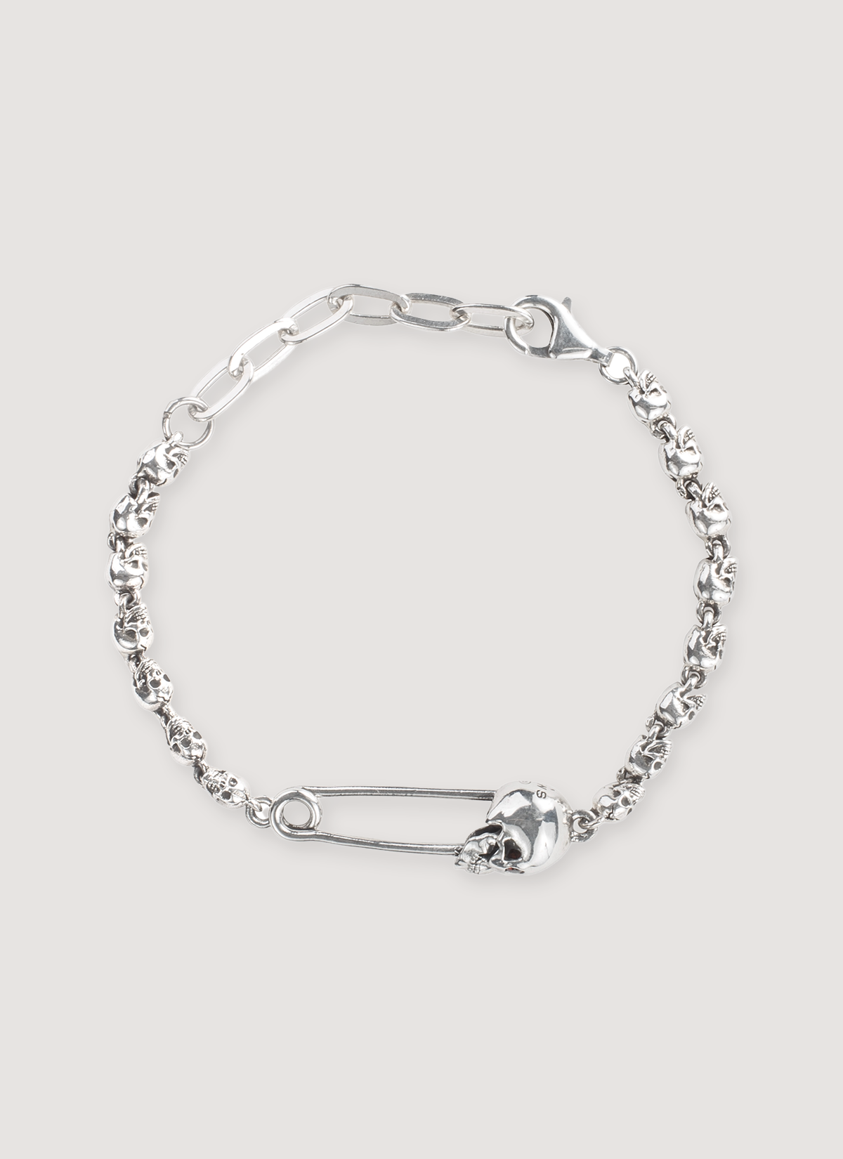 For Those Who Sin Skull Pin Bracelet Silver