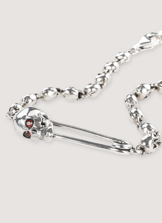 For Those Who Sin Skull Pin Bracelet Silver