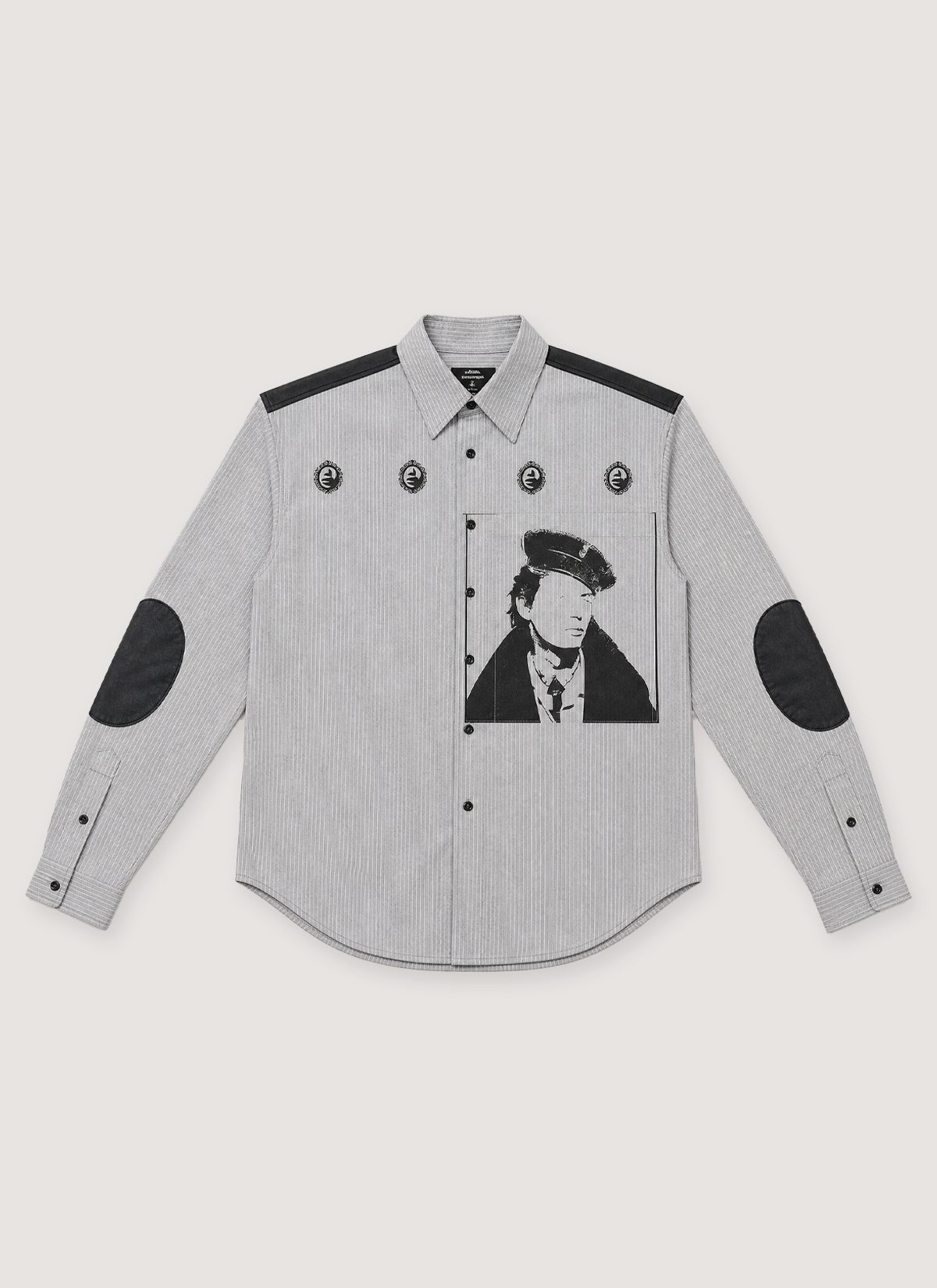Richil Melancholy Portrait Button Down Shirt Grey Richil Melancholy Portrait Button Down Shirt Grey - Image 1 | Authenticated at Pieces Los Angeles