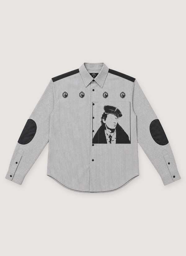 Richil Melancholy Portrait Button Down Shirt Grey Portrait Button Down Shirt Grey - Authenticated Shirts | Pieces Los Angeles