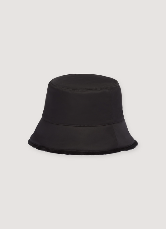Prada Re-Nylon Fur Lined Bucket Hat Black