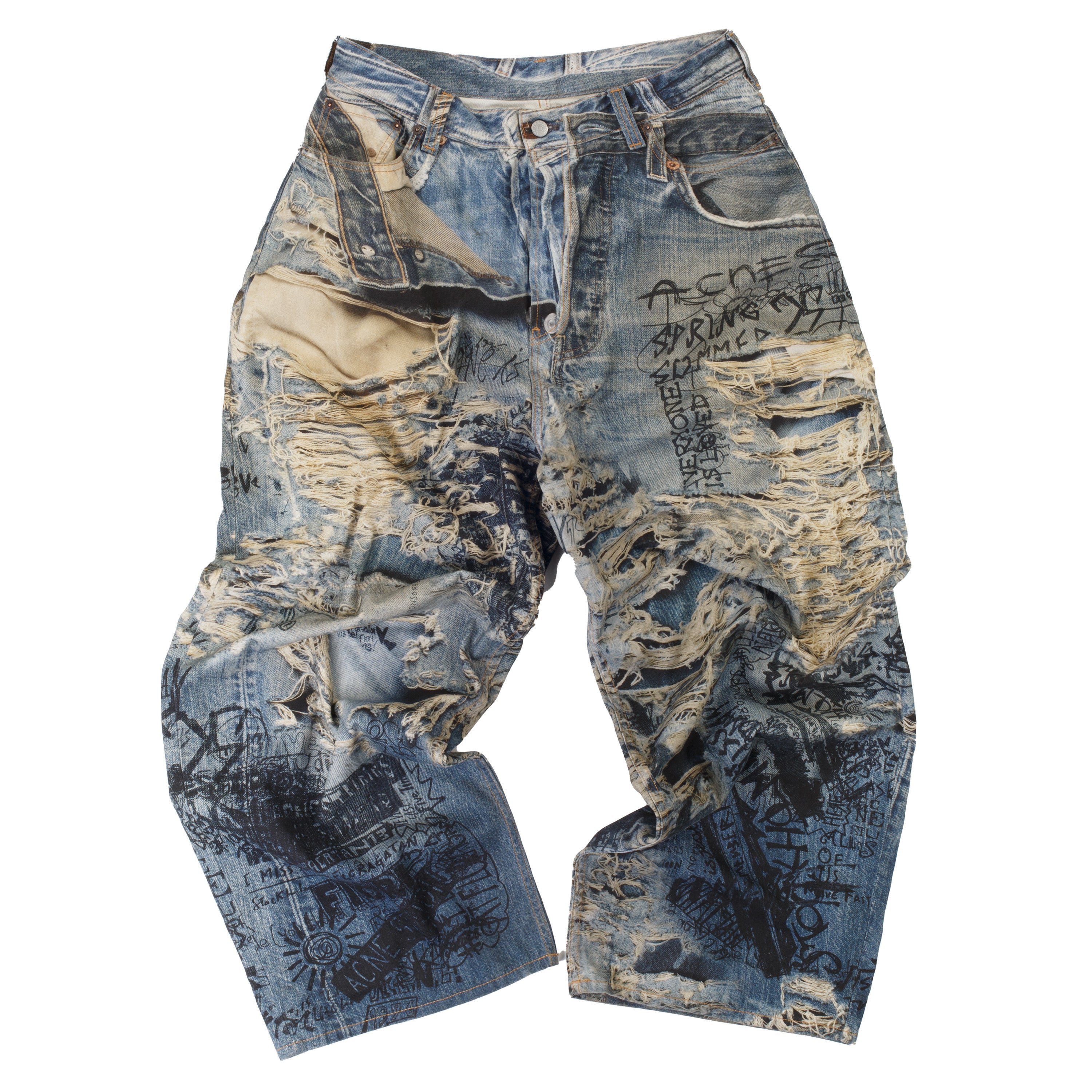 Project G/R Trompe-L'oeil Denim Printed Pants Blue – PIECES