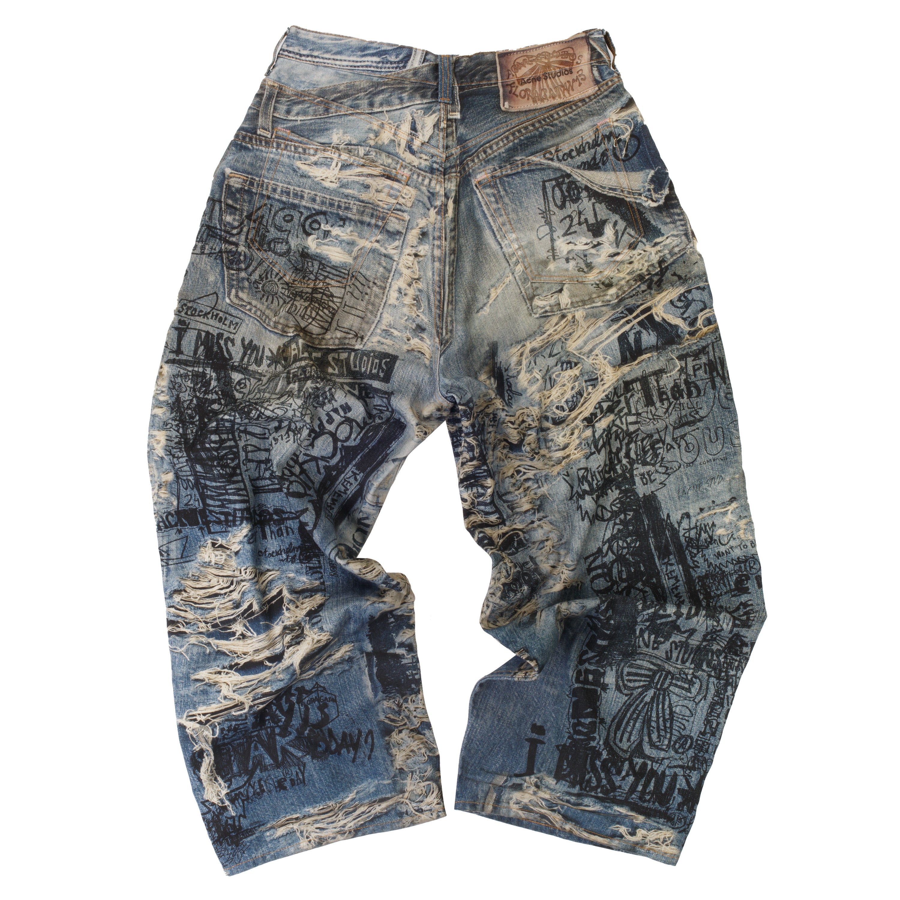 Acne Studios Wide-leg Printed Jeans Indigo (Pre-Owned) – PIECES